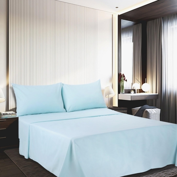 4 Piece Sheet Set Full Size Baby Blue - Picture 1 of 8